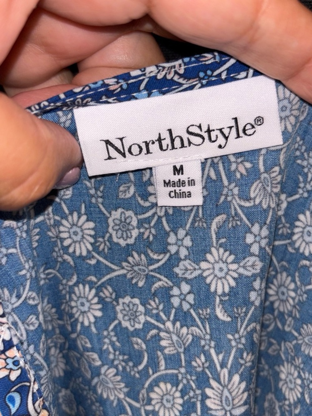 NorthStyle Blue Floral V-Neck Mini Dress - Picture 6 of 6